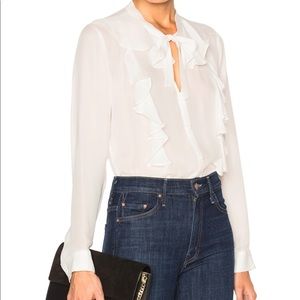 L’agence Valentina Ruffle Blouse in Ivory